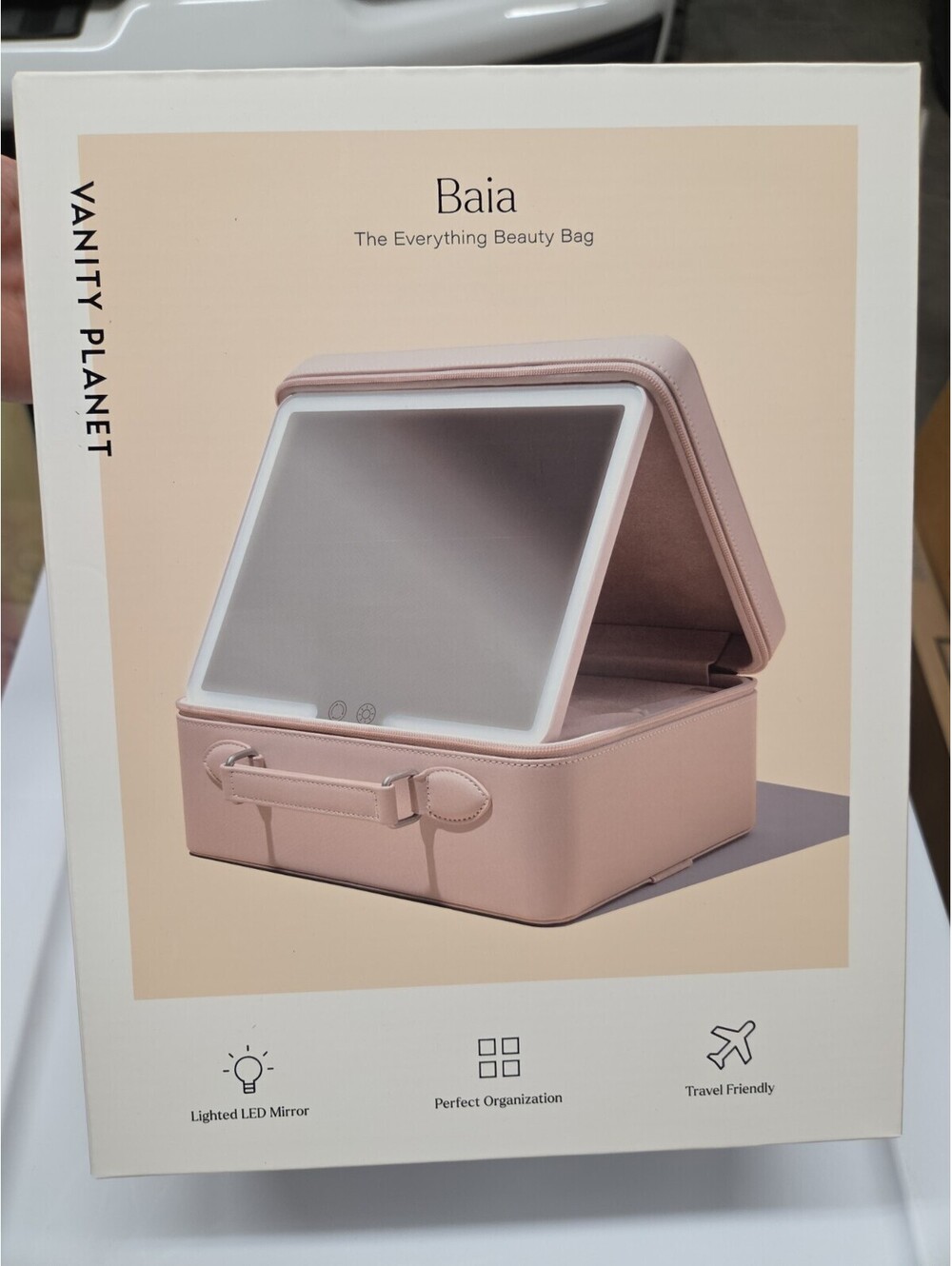 Vanity Planet Baia LED Makeup Case Lighted Mirror Travel Cosmetic Organizer NEW